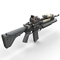 Modern Tactical Rifle With Optical Scope Detachable Magazine Ergonomic Grip And Extended Barrel