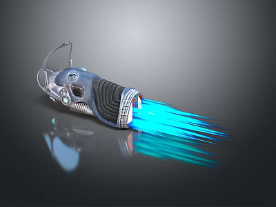 Futuristic Sci Fi Jet Device With Blue Emission And Mechanical Components 3d model