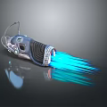 Futuristic Sci Fi Jet Device With Blue Emission And Mechanical Components 3d model