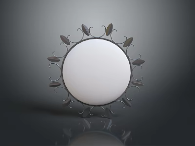 Elegant Decorative Lighting Combination With Round White Shade And Metal Leaf Pattern Frame 3d model