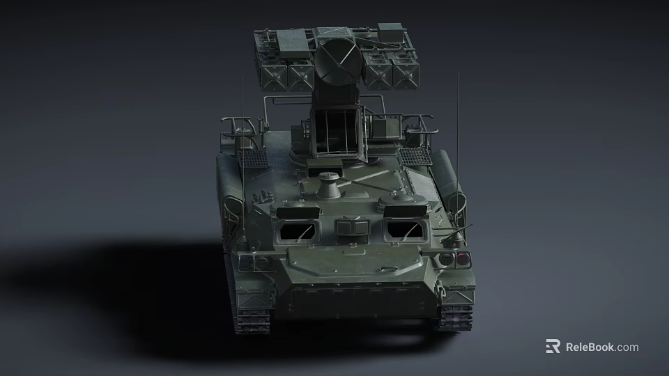 Armored Military Tank With Tracked Wheels And Turret Mounted Gear System 3d model 