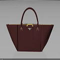 Burgundy Leather Tote Bag With Structured Design And Gold Hardware Fashion Accessory