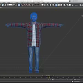 A Man in Plaid Shirt White T-Shirt and Blue Jeans with Arms Outstretched