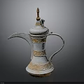 Ornate Teapot Sculpture With Intricate Carved Patterns White And Gold Decorative Design Traditional Artisan Craftsmanship