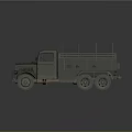 Vintage Green Six Wheel Utility Vehicle with Open Cargo Bed and Metal Rails