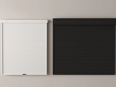 White and Black Roller Blinds Displayed Together on Light Colored Wall for Home Use 3d model