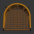 Modern Style Yellow Rattan Woven Chair With Black Metal Frame And Comfortable Design