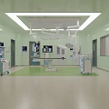 Modern Operating Room Interior With Surgical Lights Operating Table And Medical Equipment