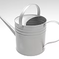 Silver Metal Watering Can as Daily Household Appliance with Long Spout and Double Handles