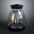 Modern Glass Water Kettle With Black Lid And Metal Filter Base