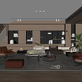 Modern Elegant Living Room Interior Design With Bookshelves Sofa Coffee Table And Indoor Plant