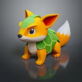 Cute Animated Game Fox Character With Orange Body Green Shell And White Tail Tip