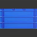 Blue Stackable Plastic Crate Filled With Fresh Silver Fish For Seafood Storage
