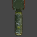 Green Military Bomb Cylindrical Shape With Red Part And Square Metal Tail Fin 3D Render