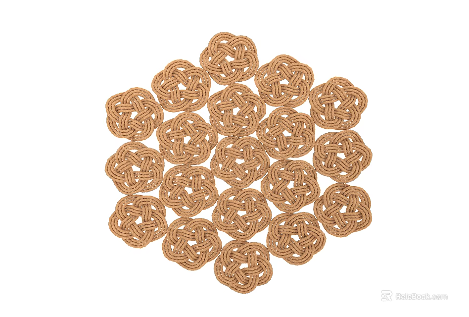 Handwoven Brown Round Decorative Ornament Set For Home Decoration Arranged In Circle 3d model 