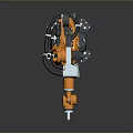 Futuristic Robotic Arm Game Movie Character with Mechanical Design and Action Elements