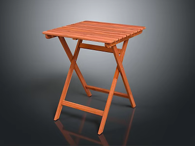 Sturdy Wooden Folding Table Featuring X Frame Design And Portable Structure 3d model