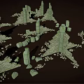 Ruined Scene Structural Components Featuring Broken Stone Pillars And Wall Debris
