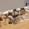 Stylish Bar Stools With Various Designs And Colors On Wooden Floor By Window And Rug
