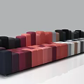 Irregular Shape Sofa With Colorful Block Patchwork Design And Mixed Tones 3d model