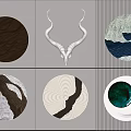 Modern Decorative Wall Hangings Featuring Antler Inspired Design Textured Geometric and Natural Patterns