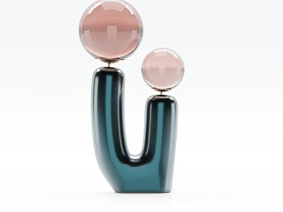 Modern Table Lamp With U Shaped Base And Two Pink Globes 3d model