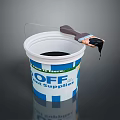 LOFF Paint Supplies Bucket With Paintbrush And Dripping Black Paint