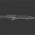 Futuristic Metallic Weapon With Sharp Blade Gold Accents And Sleek Design