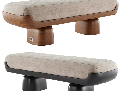 Modern Sofa Bench With Beige Upholstery And Wooden Black Leg Design Options 3d model