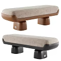 Modern Sofa Bench With Beige Upholstery And Wooden Black Leg Design Options