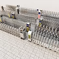 Public Facility Security Entrance With Stainless Steel Retractable Gates And Turnstiles