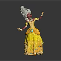 Red Skinned Princess In Yellow Gown With Sparkling Jewelry And Mythical Creature