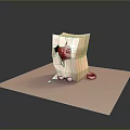 Game Movie Character Themed Damaged Structure With Black Core Red Dripping Liquid On Smooth Platform