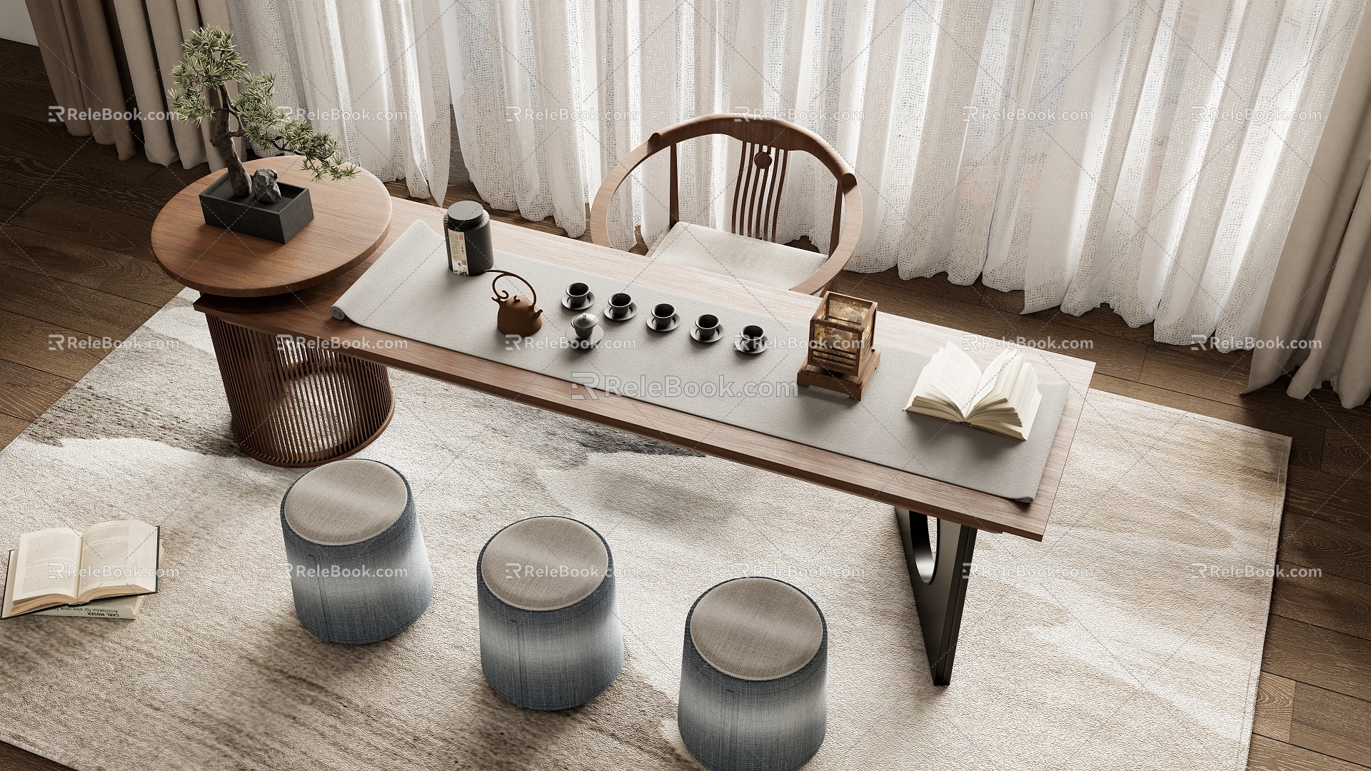 New Chinese Tea Table and Chair Combination Tea Table Tea Table and Chair Tea Table 3d model