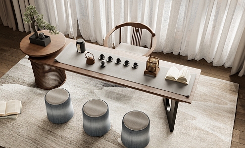 New Chinese Tea Table and Chair Combination Tea Table Tea Table and Chair Tea Table 3d model