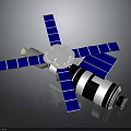 Satellite Equipment Featuring Blue Solar Panels Black White Main Body And Antenna