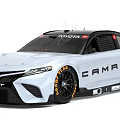 Toyota Camry Racing Car Rear View With TRD Badge White Exterior And Rear Lights