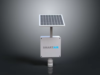 Smart Air Computer Based Monitoring Device Featuring Solar Panel And Stable Square Base 3d model