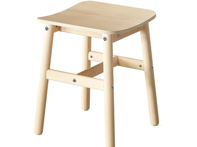 Light Wood Simple Design Stool With Sturdy Structure For Home Use 3d model