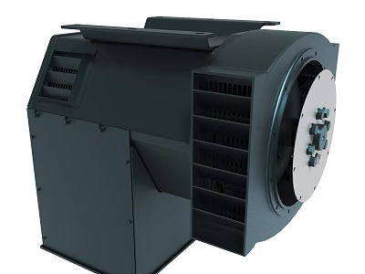 Heavy Duty Industrial Mechanical Equipment with Ventilation Grilles Metal Housing and Rotating Component 3d model