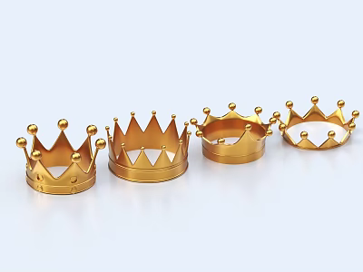 Luxury Golden Crown Jewelry Collection with Shiny Design and Ornate Details on White Background 3d model
