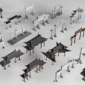 Modern archway gate building entrance gate archway 3d model