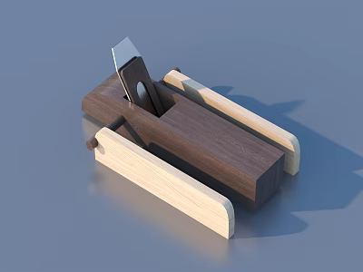 Wooden Hand Plane Tool With Metal Blade And Smooth Wooden Base For Woodworking 3d model