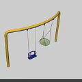 Outdoor Playground Swing Set With Yellow Frame Blue Seat And Green Net Swings For Kids