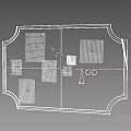 Gray Background Wall With Gold Frame Bulletin Board Papers Silhouette Photo Rings And Love Lettering