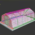 Transparent Covered Greenhouse Structure With Gravel Base And Wooden Door