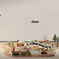 Electric Toy Train Set with Wooden Track Animals Trees and House for Kids