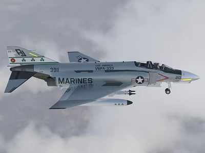 F4 fighter ghost f4p2 aircraft with cockpit with console 3d model