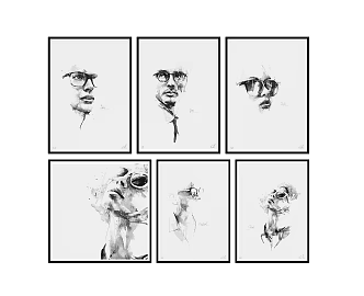 modern figure painting figure decorative painting black and white decorative painting 3d model
