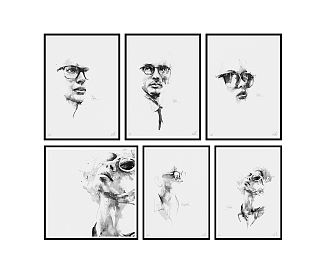 modern figure painting figure decorative painting black and white decorative painting 3d model